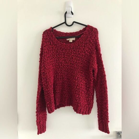 Band of Gypsies Chunky Knit Sweater Pullover Burgundy Size S  Cable Knit - Picture 6 of 10